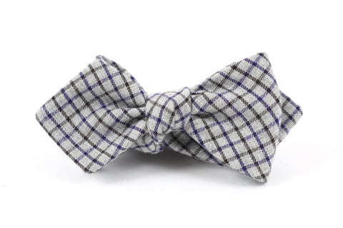 Grey, Purple Check Bow Tie