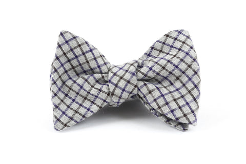 Grey, Purple Check Bow Tie