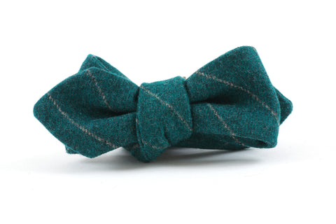 Green Chalk Stripe Bow Tie