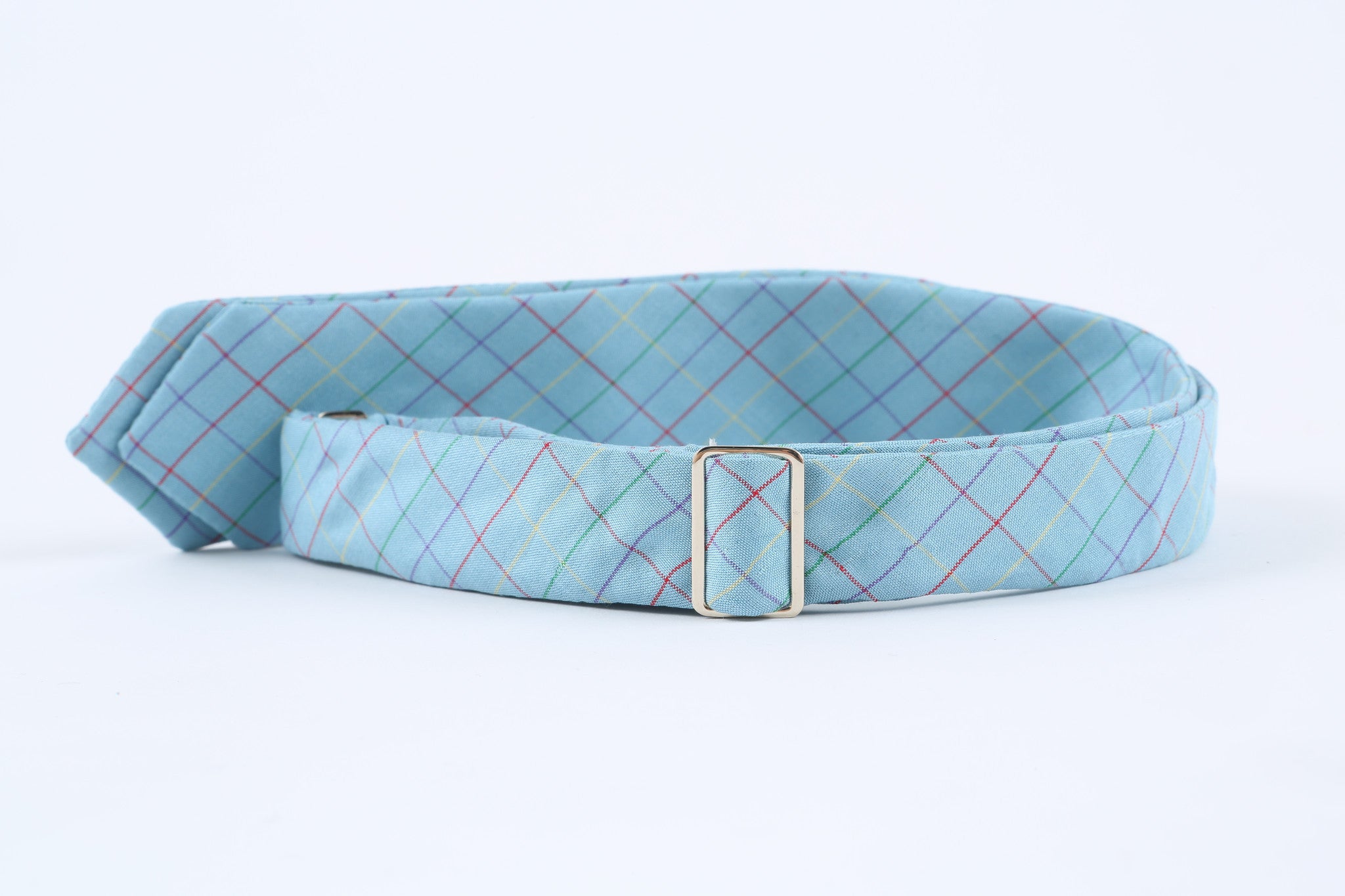 Baby Blue Check Bow Tie