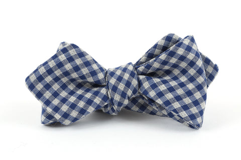 Blue,Grey Gingham Bow Tie