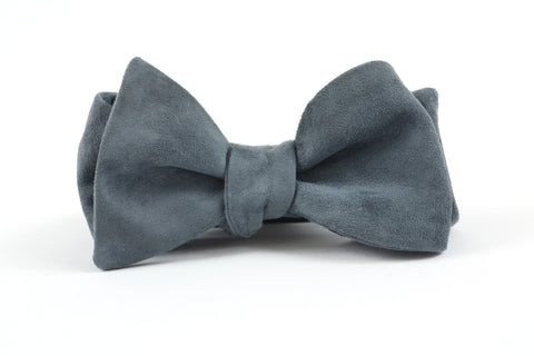 Bluish Gray Suede Bow Tie