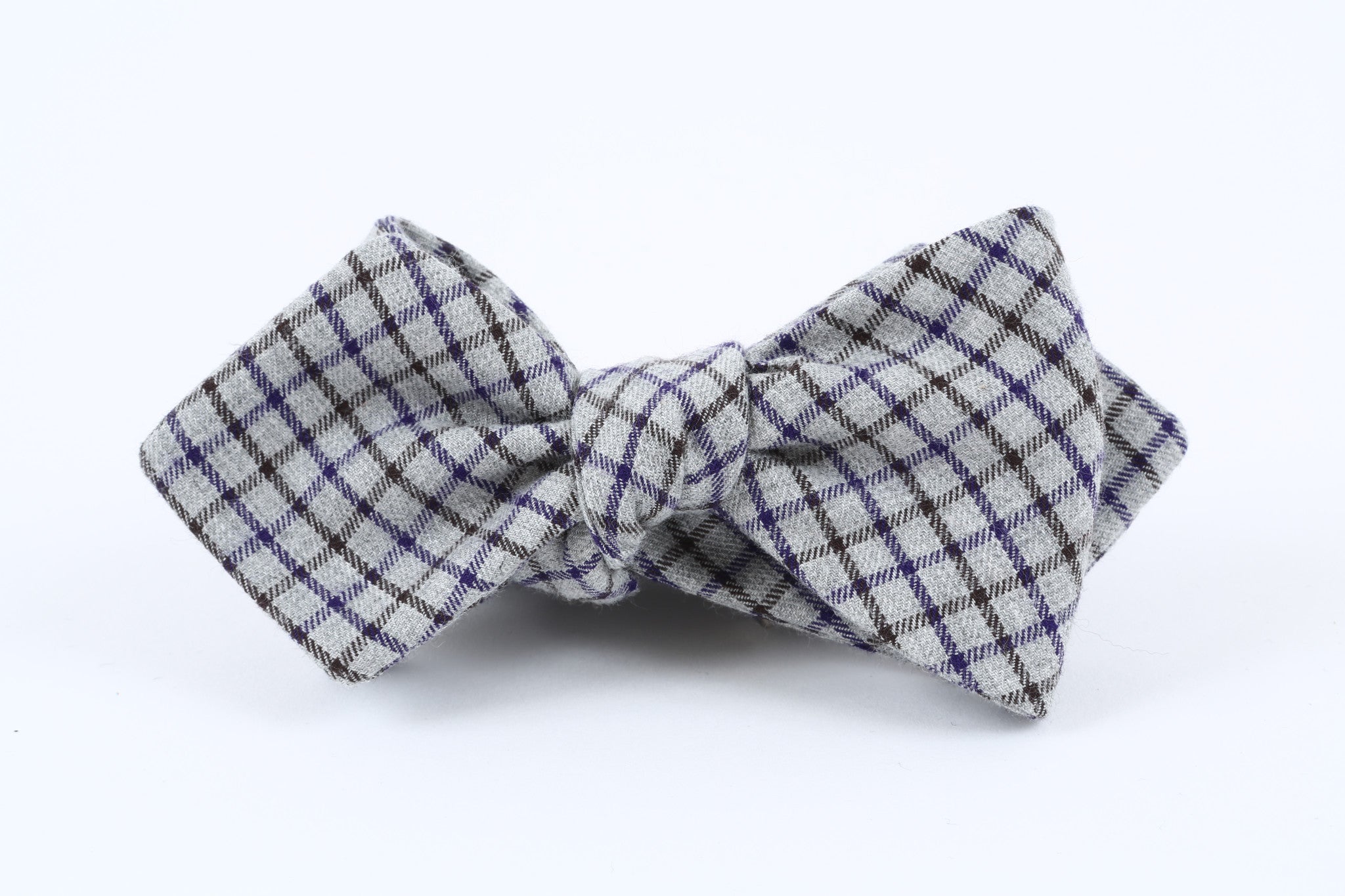 Grey, Purple Check Bow Tie