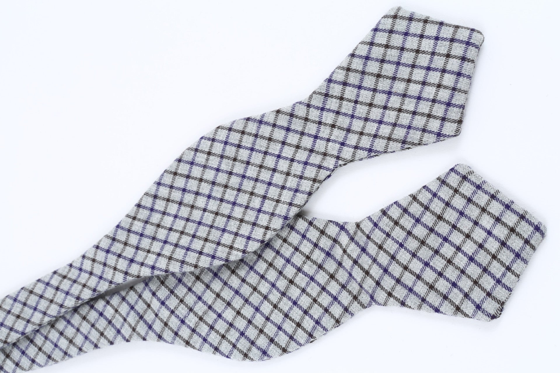 Grey, Purple Check Bow Tie