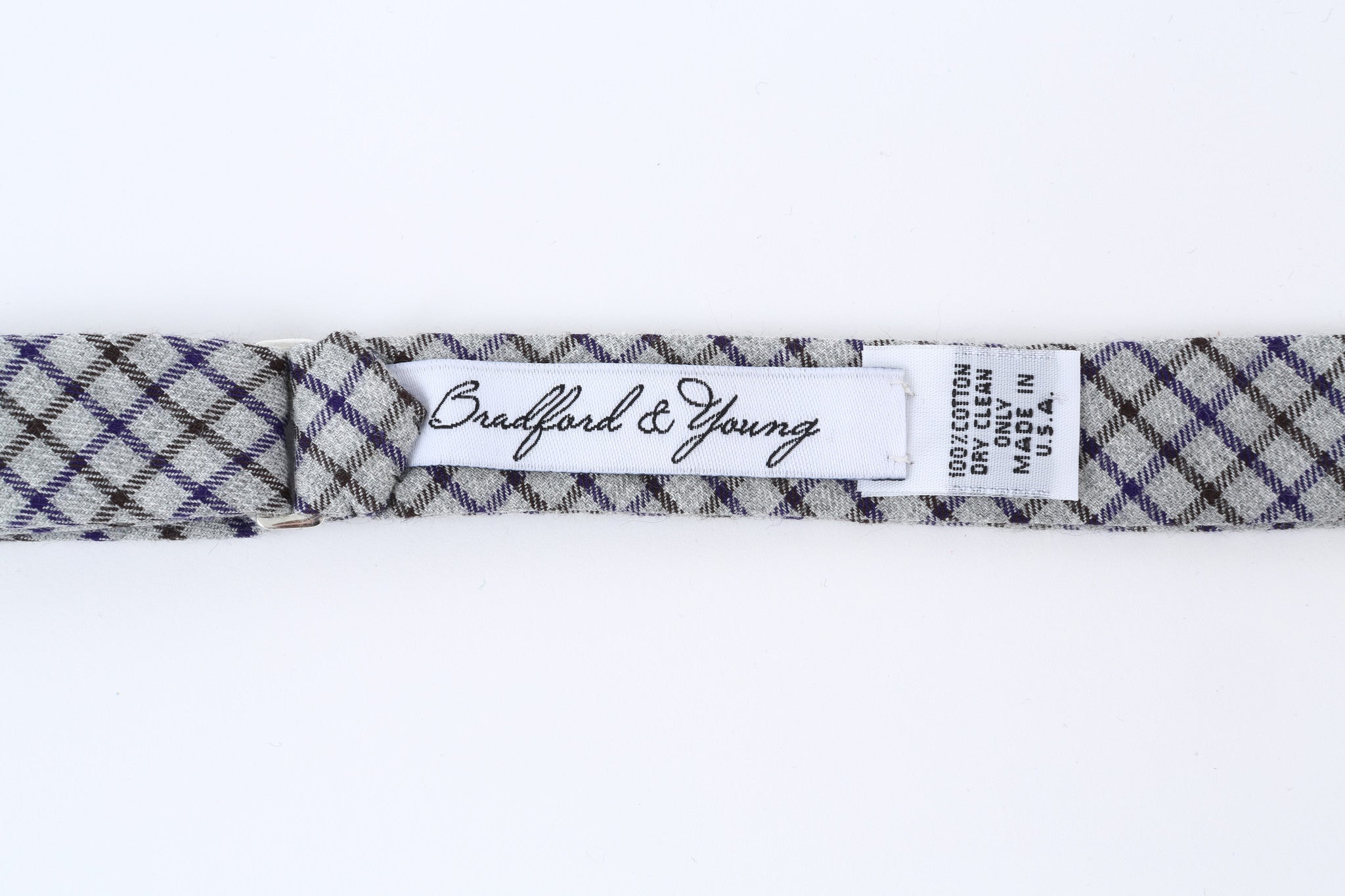 Grey, Purple Check Bow Tie