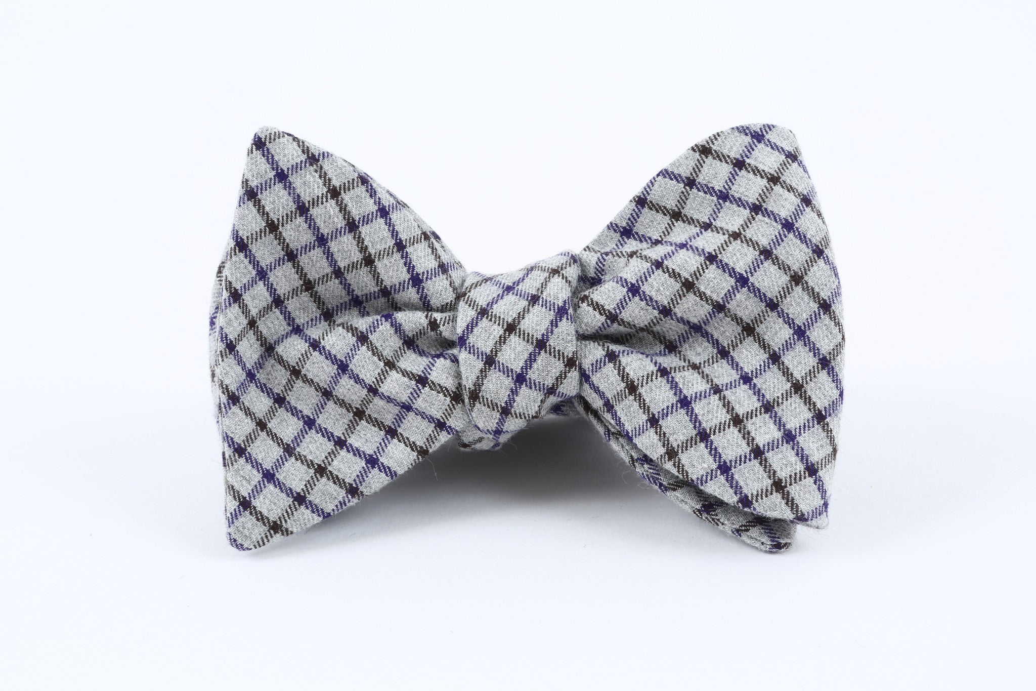 Grey, Purple Check Bow Tie
