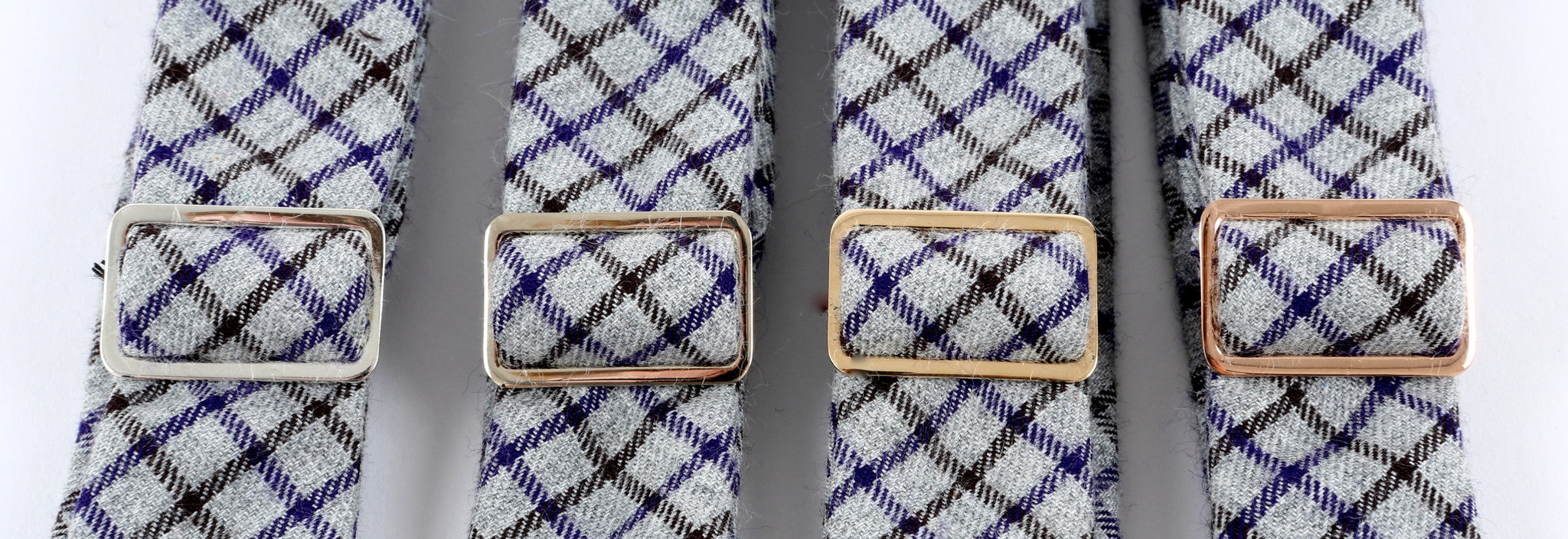 Grey, Purple Check Bow Tie