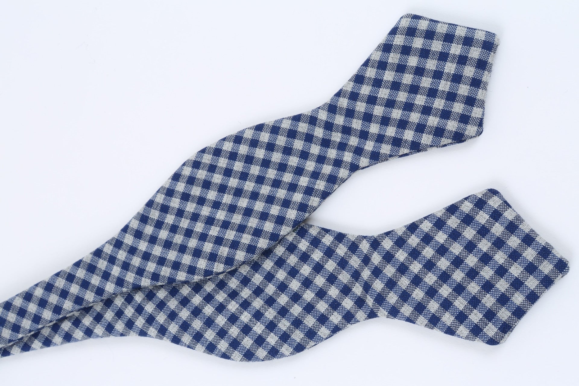 Blue,Grey Gingham Bow Tie