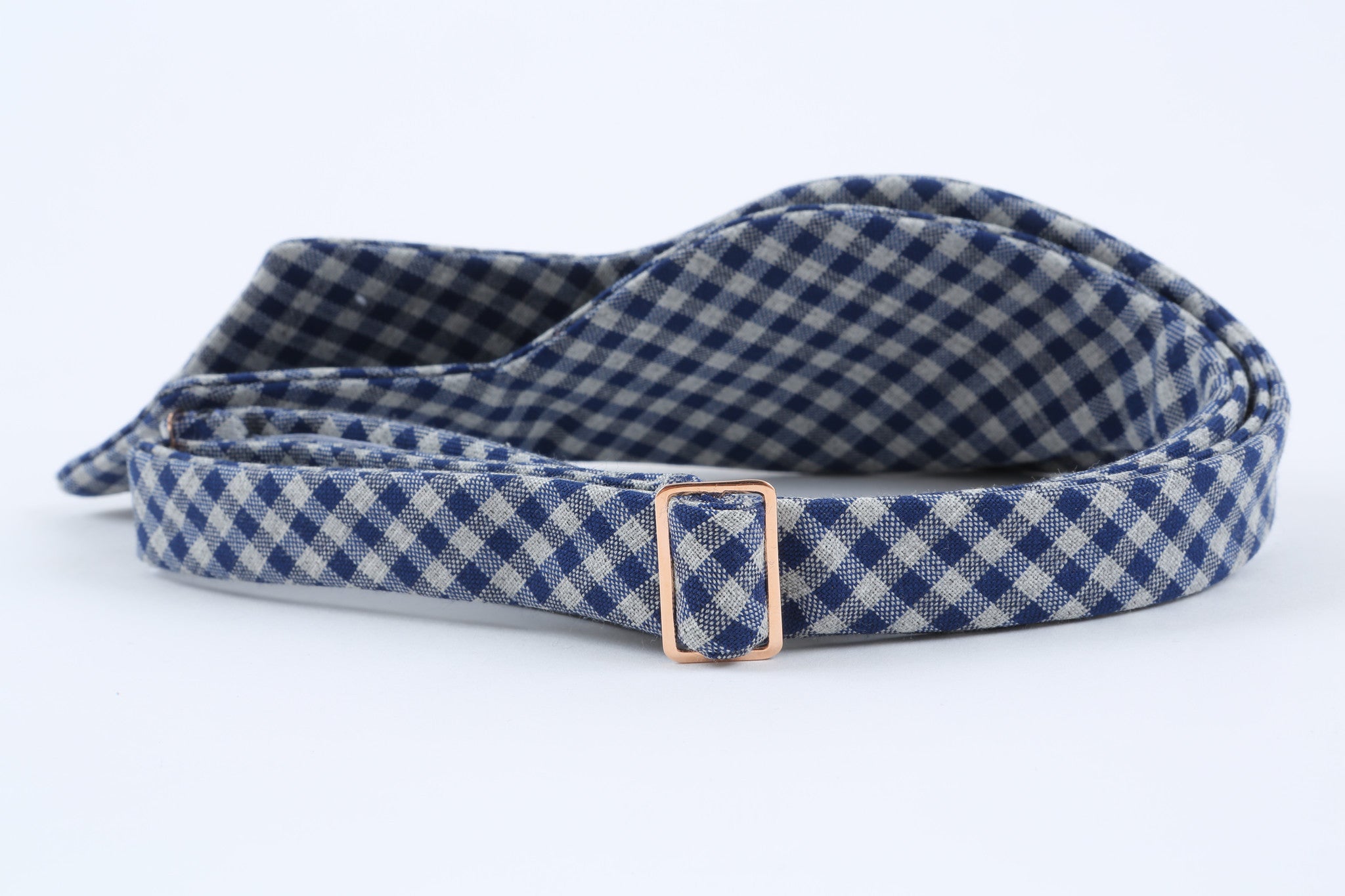 Blue,Grey Gingham Bow Tie