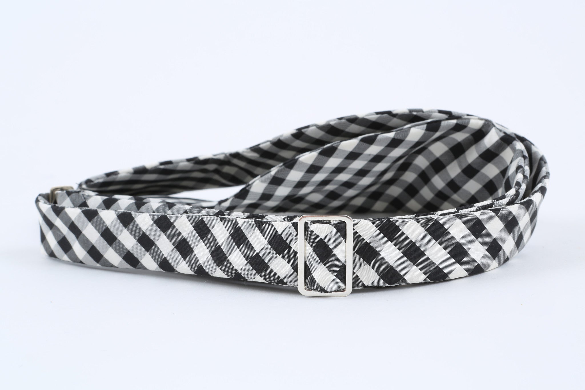 Black,White Gingham Bow Tie
