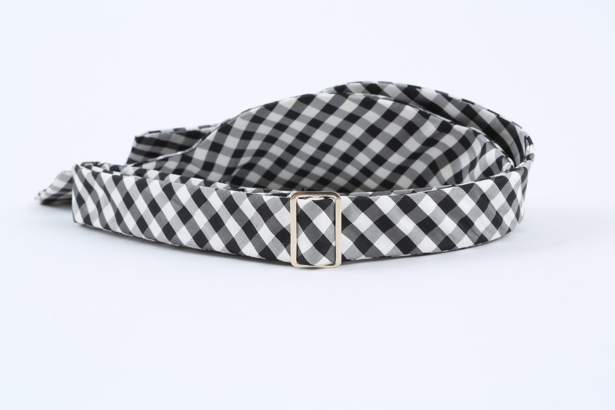 Black,White Gingham Bow Tie