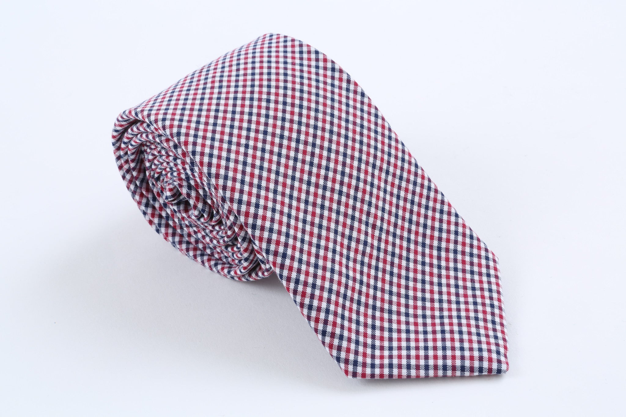 Red, White, and Blue Check Skinny Tie
