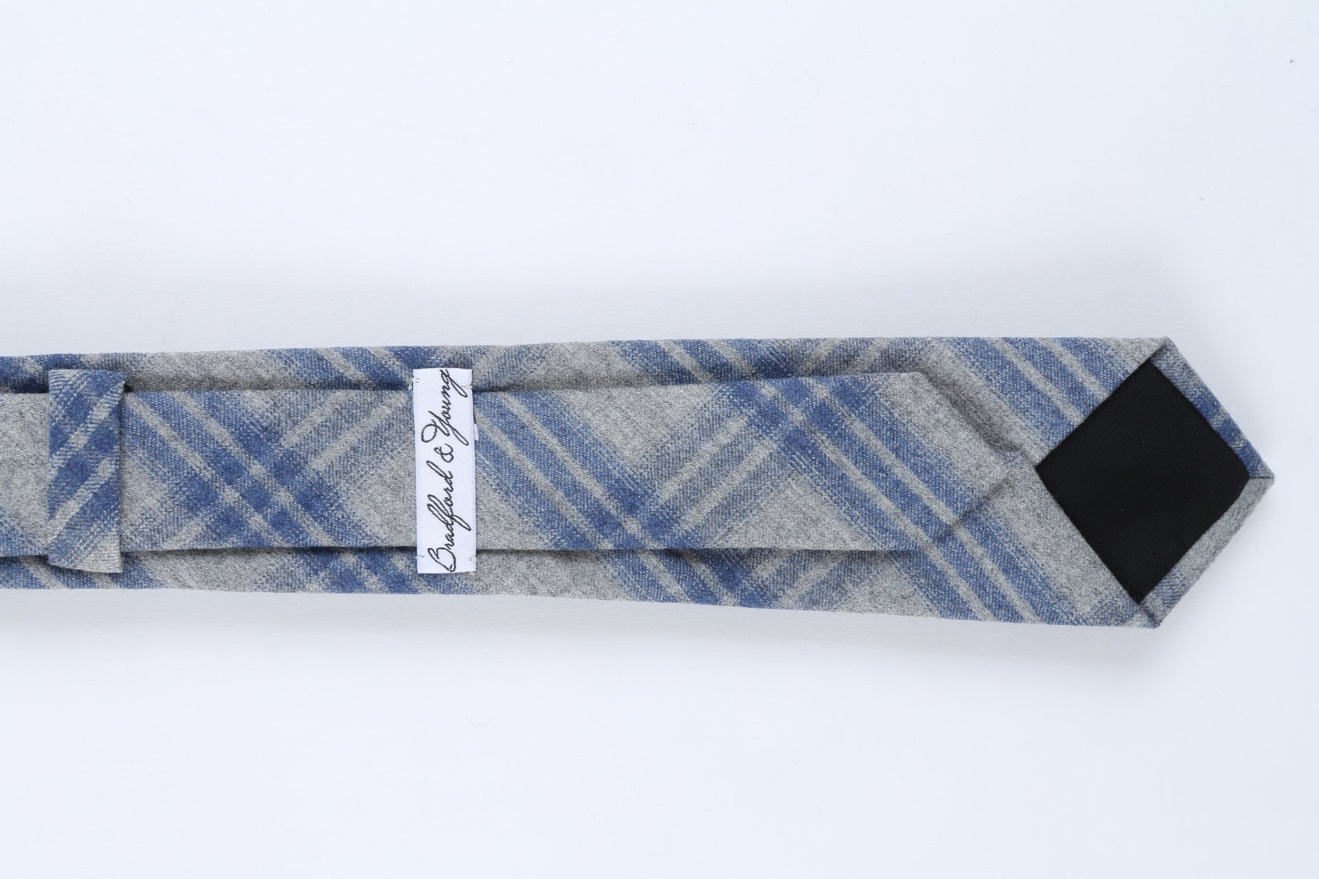 Grey and Blue Plaid Skinny Tie