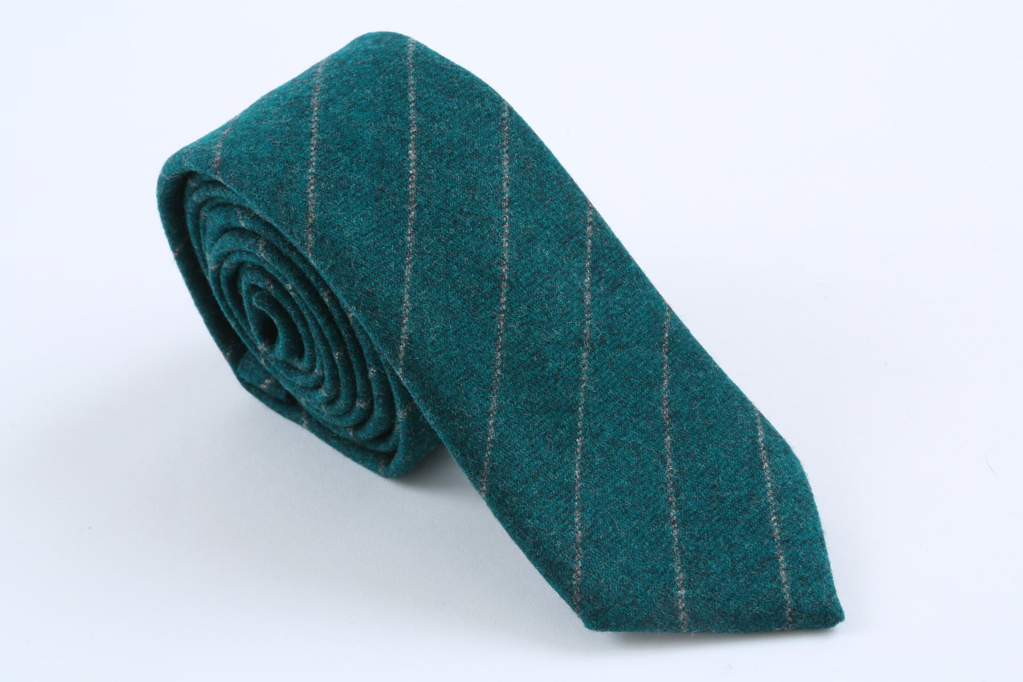 Green Chalk Stripe Skinny Tie
