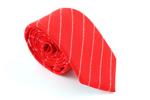 Red, White Stripe Skinny Tie