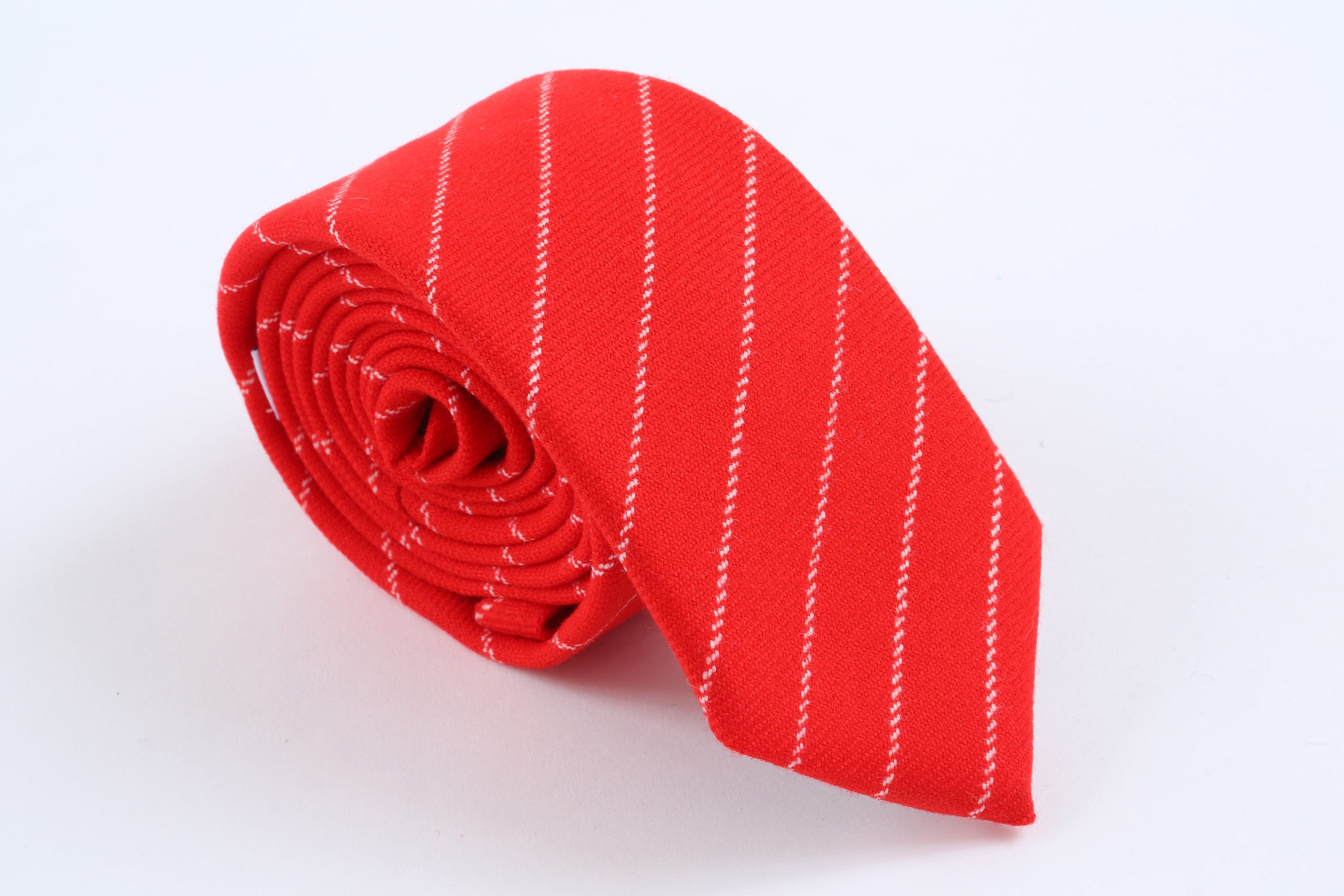 Red, White Stripe Skinny Tie