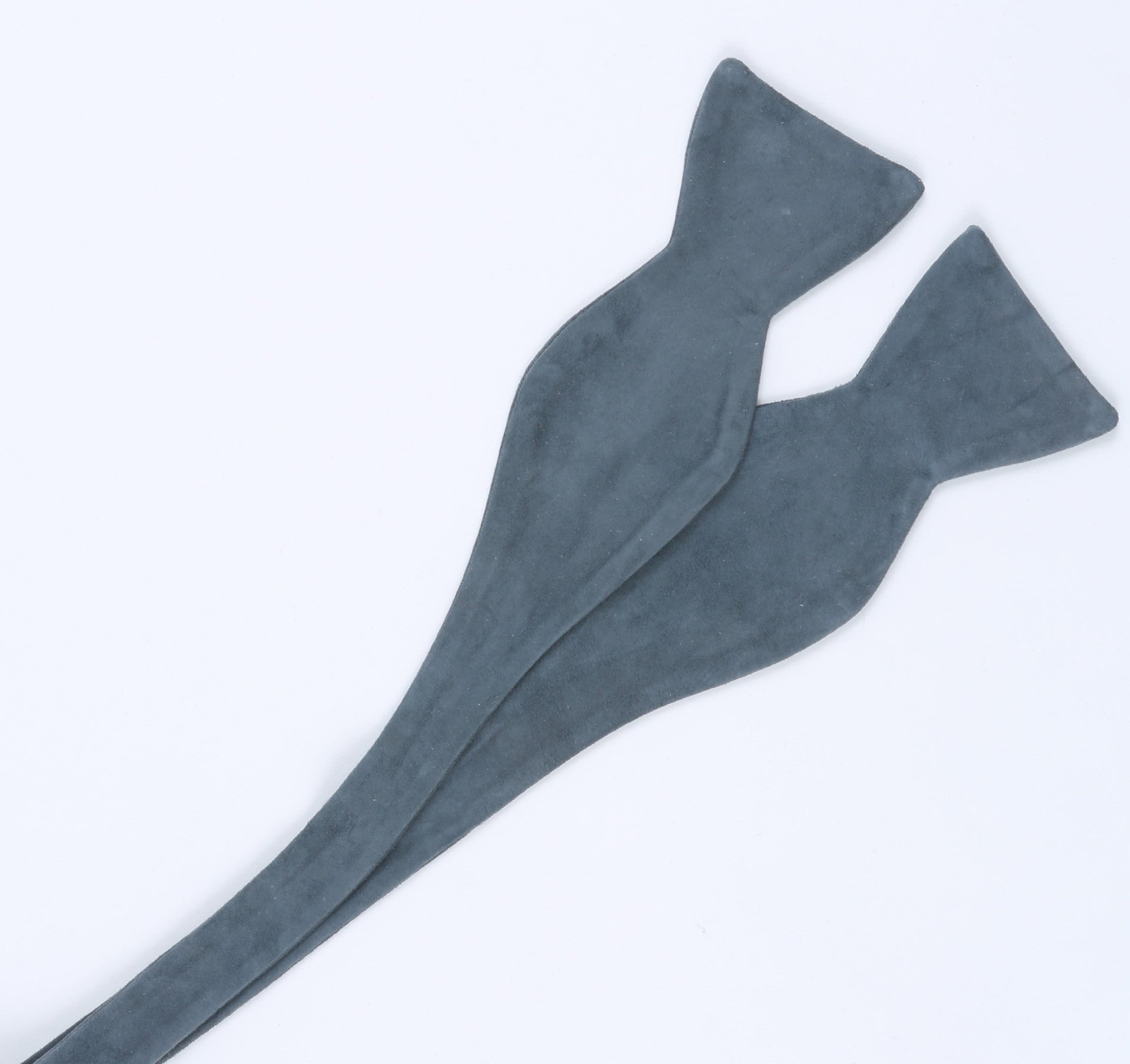 Bluish Gray Suede Bow Tie